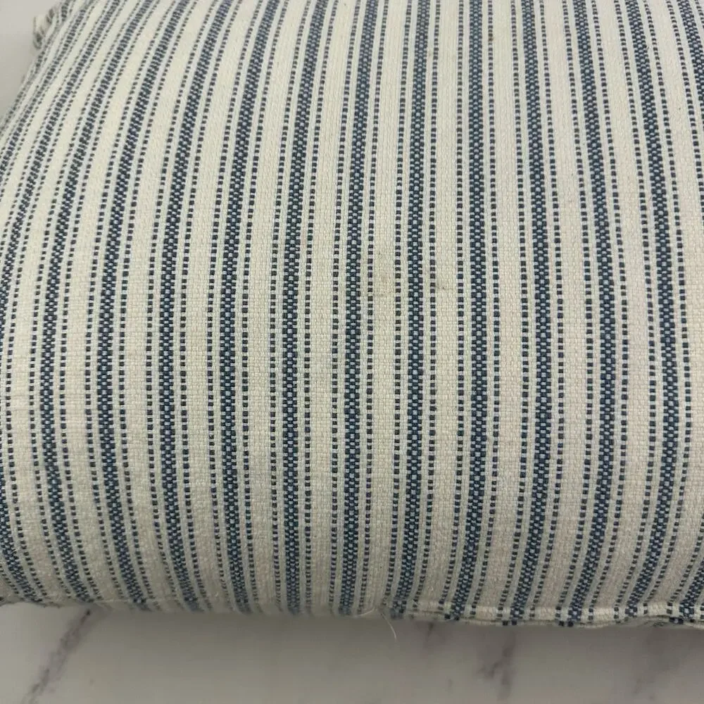 Lauren Ralph Lauren Striped Long Body Bolster Decorative Pillow Blue White Down